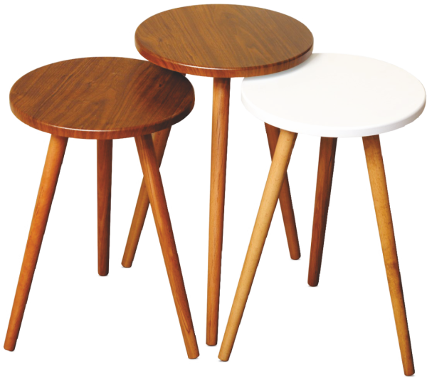 Scaun rotund din lemn -3 buc./set